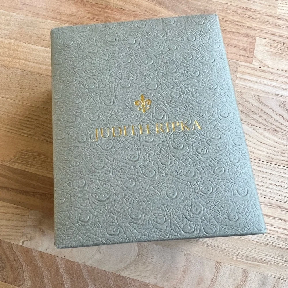 Judith Ripka ladies stainless steel and leather Olympia dress watch NEW BATTERY